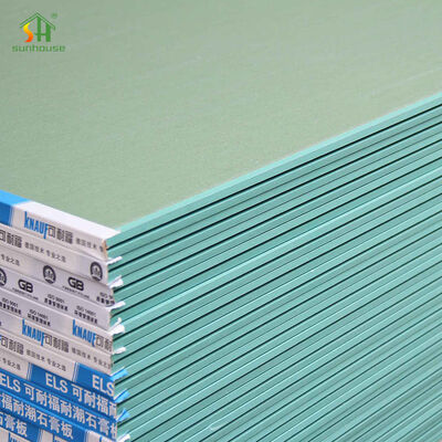 Harga yang pantas 4X8 Gypsum Panel Sheet Rock Drywall 12mm Water-Resistant Plasterboard untuk Kamar Mandi on line
